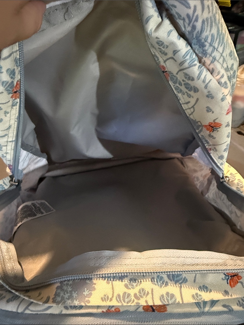 Jansport Light Blue Floral Backpack with Pink & Orange Accents - Picture 4 of 7